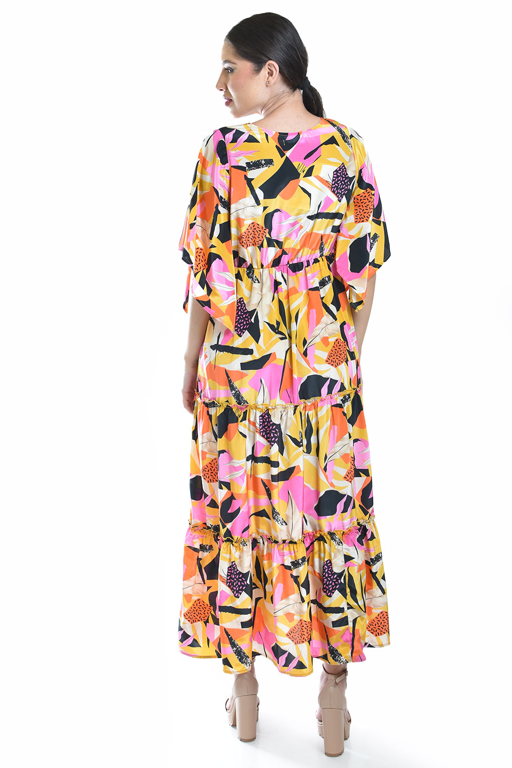 Foto 4 pulgar | Maxi Vestido Estampado Roman Fashion /juvenil, 3834 (amarillo)