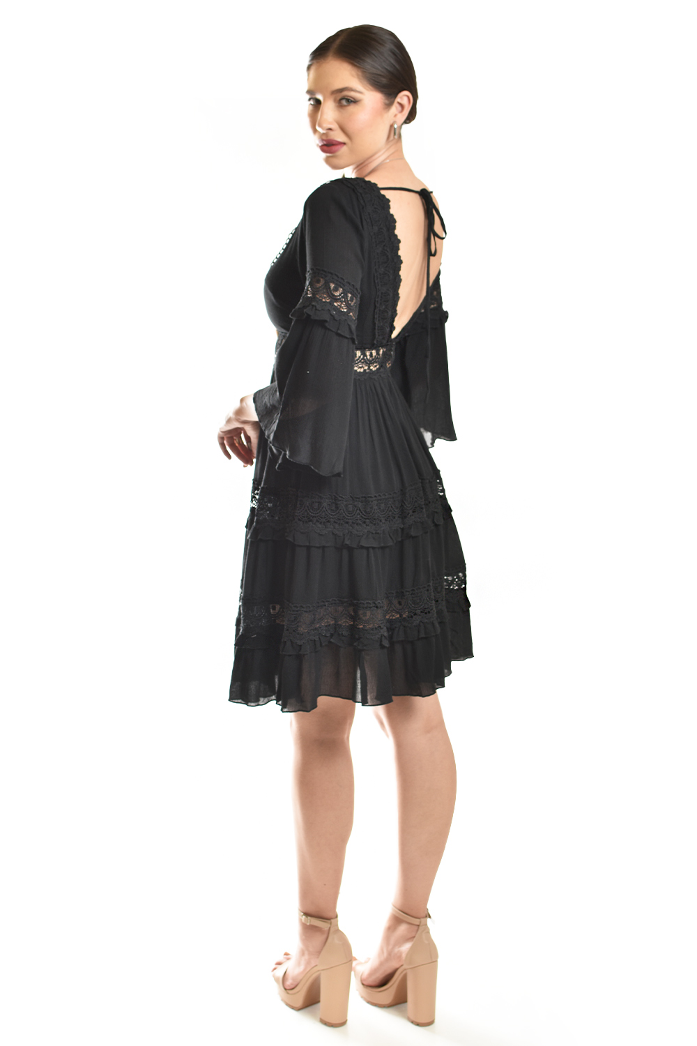 Foto 4 pulgar | Vestido Boho Con Encaje Roman Fashion /juvenil, 2136 (negro)