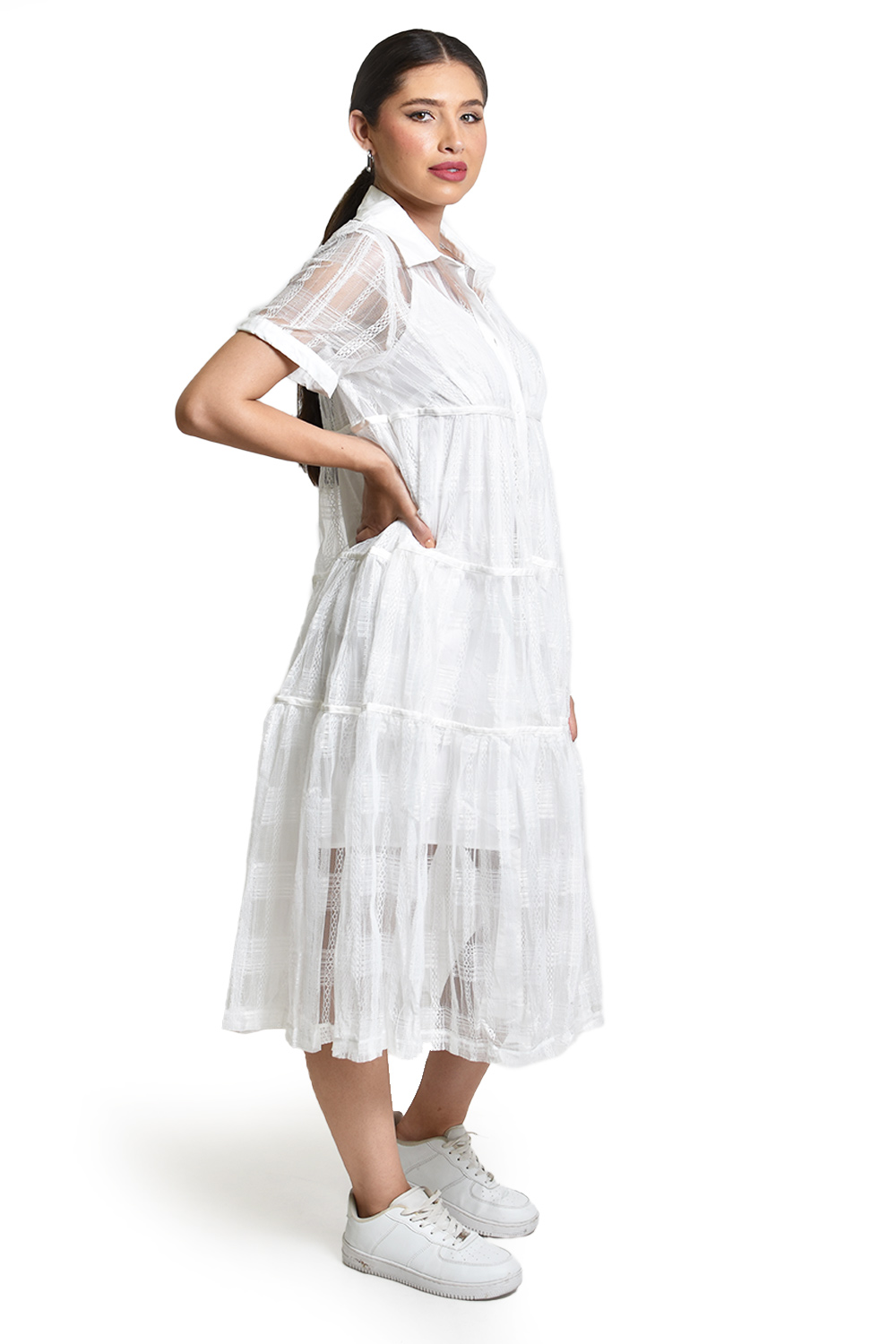 Foto 3 pulgar | Vestido De Malla Transparente Roman Fashion /juvenil, 10800 (blanco)