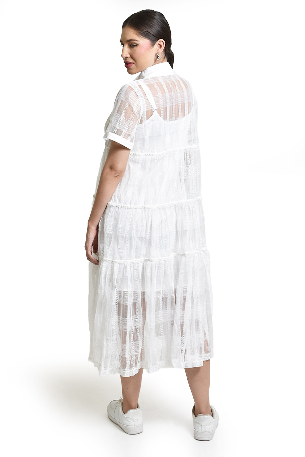 Foto 4 pulgar | Vestido De Malla Transparente Roman Fashion /juvenil, 10800 (blanco)