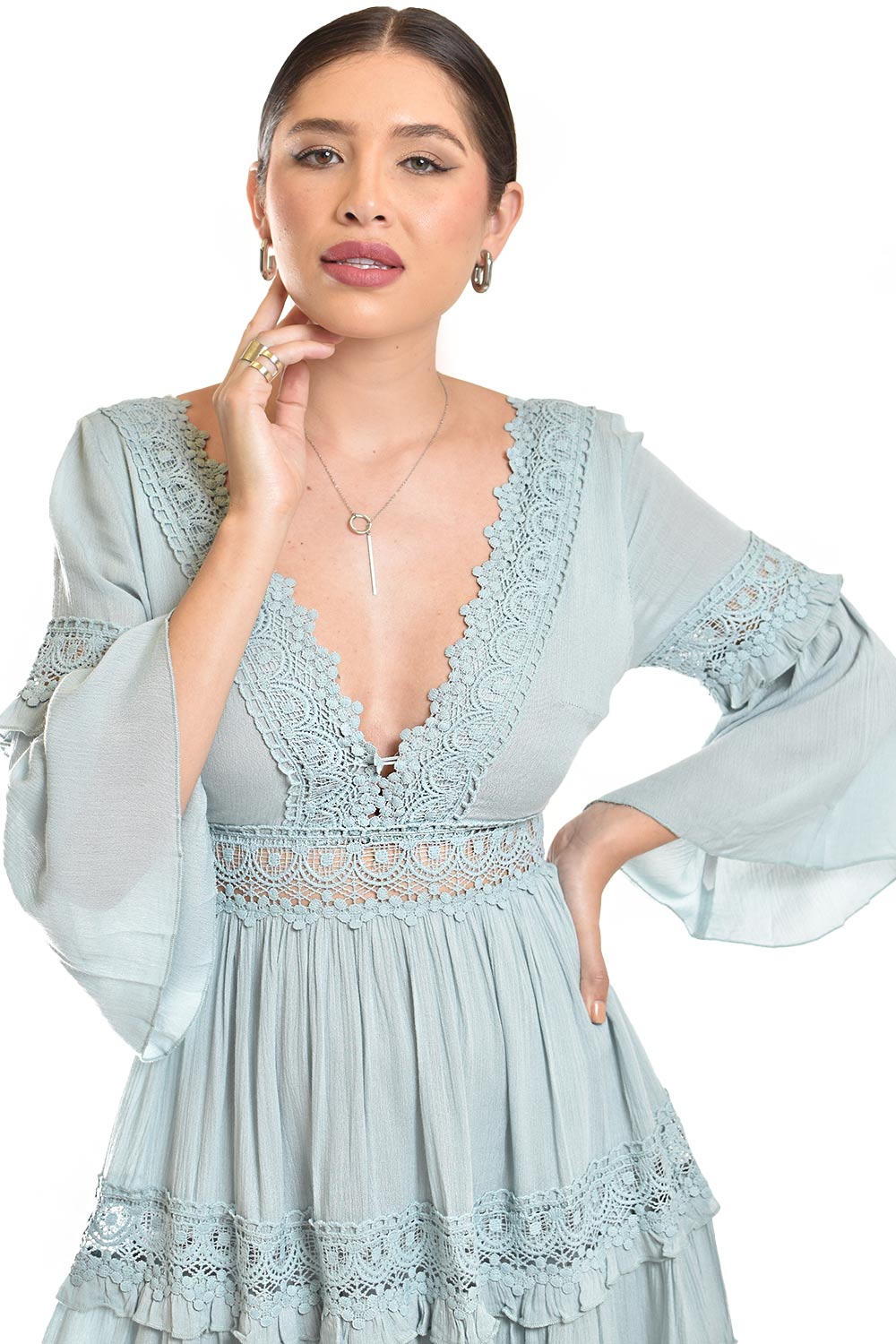 Foto 6 pulgar | Vestido Boho Con Encaje Roman Fashion /juvenil, 2136 (menta)