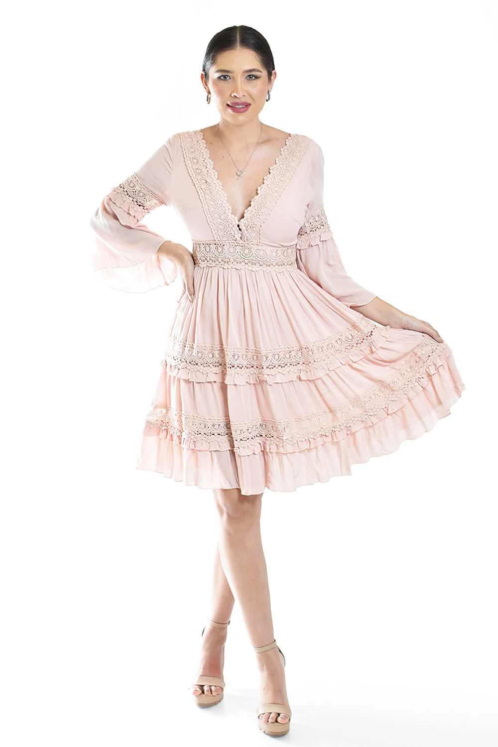 Vestido Boho Con Encaje Roman Fashion /juvenil, 2136 (palo De Rosa)