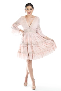 Foto 1 | Vestido Boho Con Encaje Roman Fashion /juvenil, 2136 (palo De Rosa)