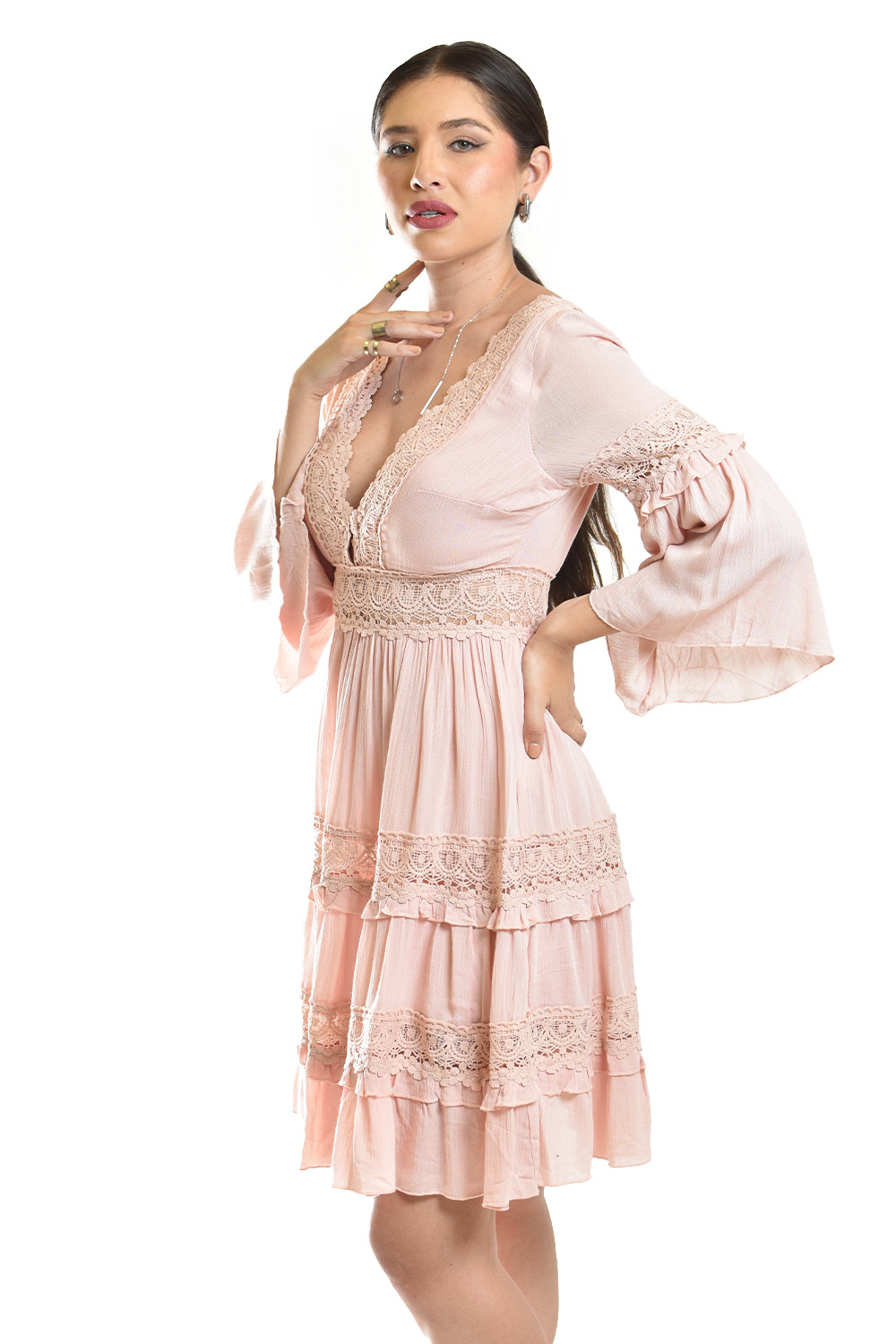 Foto 2 | Vestido Boho Con Encaje Roman Fashion /juvenil, 2136 (palo De Rosa)