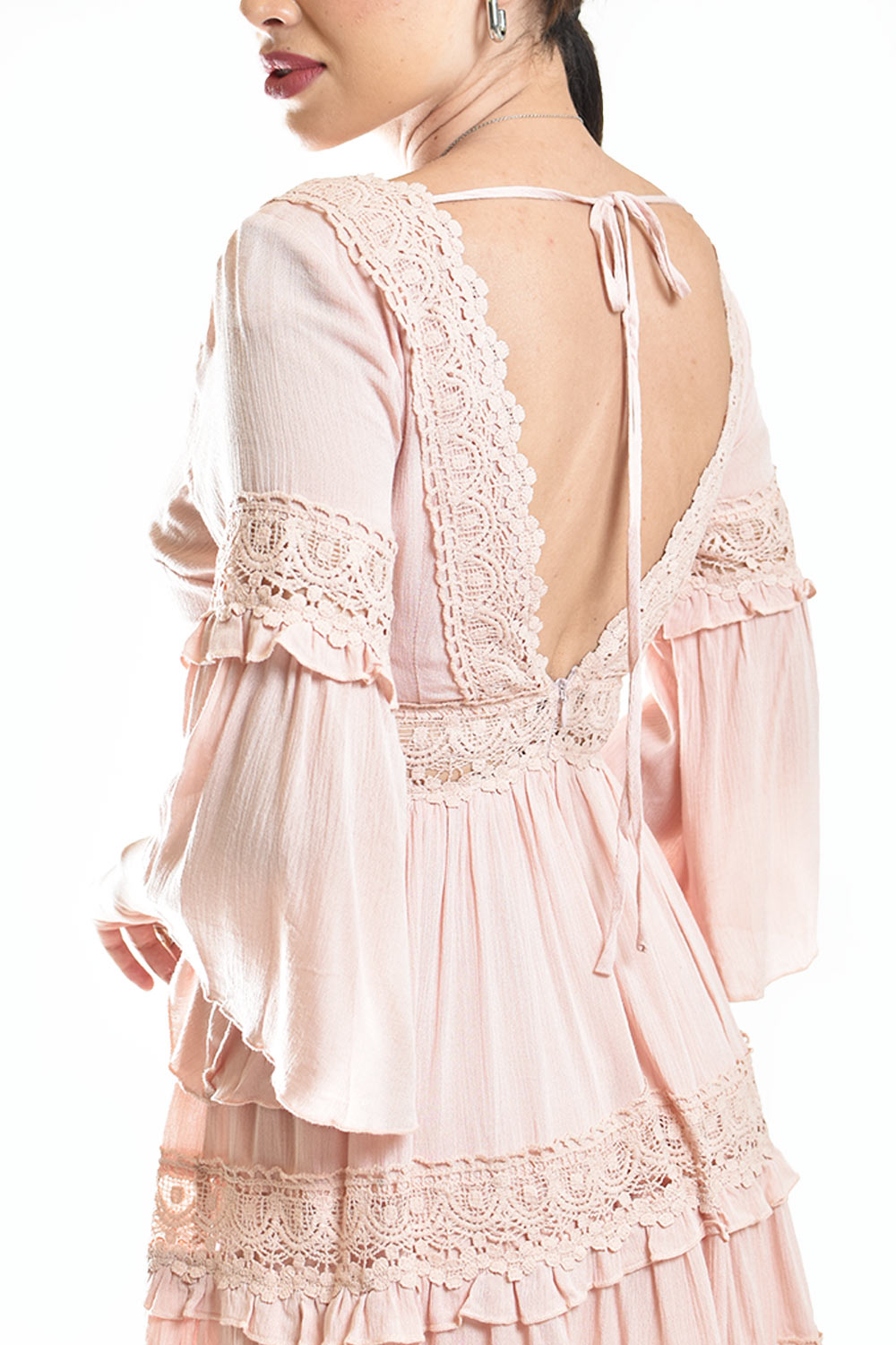 Foto 5 pulgar | Vestido Boho Con Encaje Roman Fashion /juvenil, 2136 (palo De Rosa)