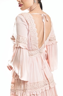 Foto 4 | Vestido Boho Con Encaje Roman Fashion /juvenil, 2136 (palo De Rosa)