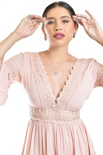 Foto 5 | Vestido Boho Con Encaje Roman Fashion /juvenil, 2136 (palo De Rosa)