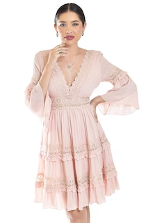 Foto 6 | Vestido Boho Con Encaje Roman Fashion /juvenil, 2136 (palo De Rosa)