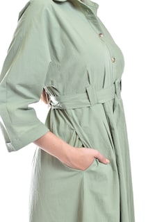 Foto 4 | Vestido Camisero Con Cinto Roman Fashion /juvenil, 3827-p (verde Militar)