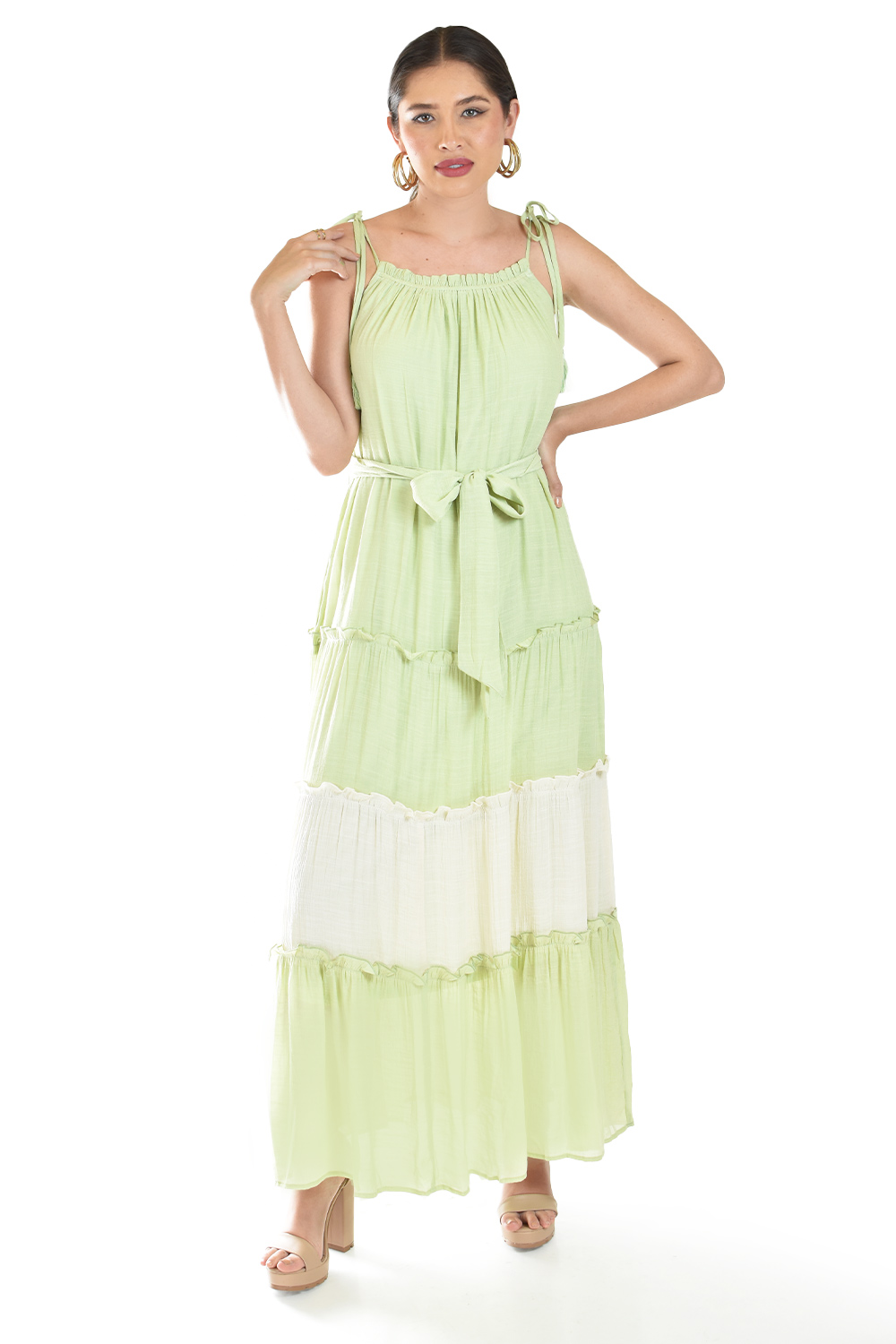Foto 1 | Maxi Vestido De Tirante Ajustable Roman Fashion /juvenil, 2586 (pistache)