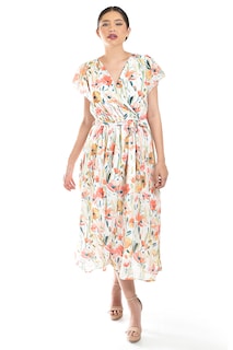 Foto 1 | Vestido Midi Con Estampado Floral Roman Fashion /juvenil, 3833 (naranja)