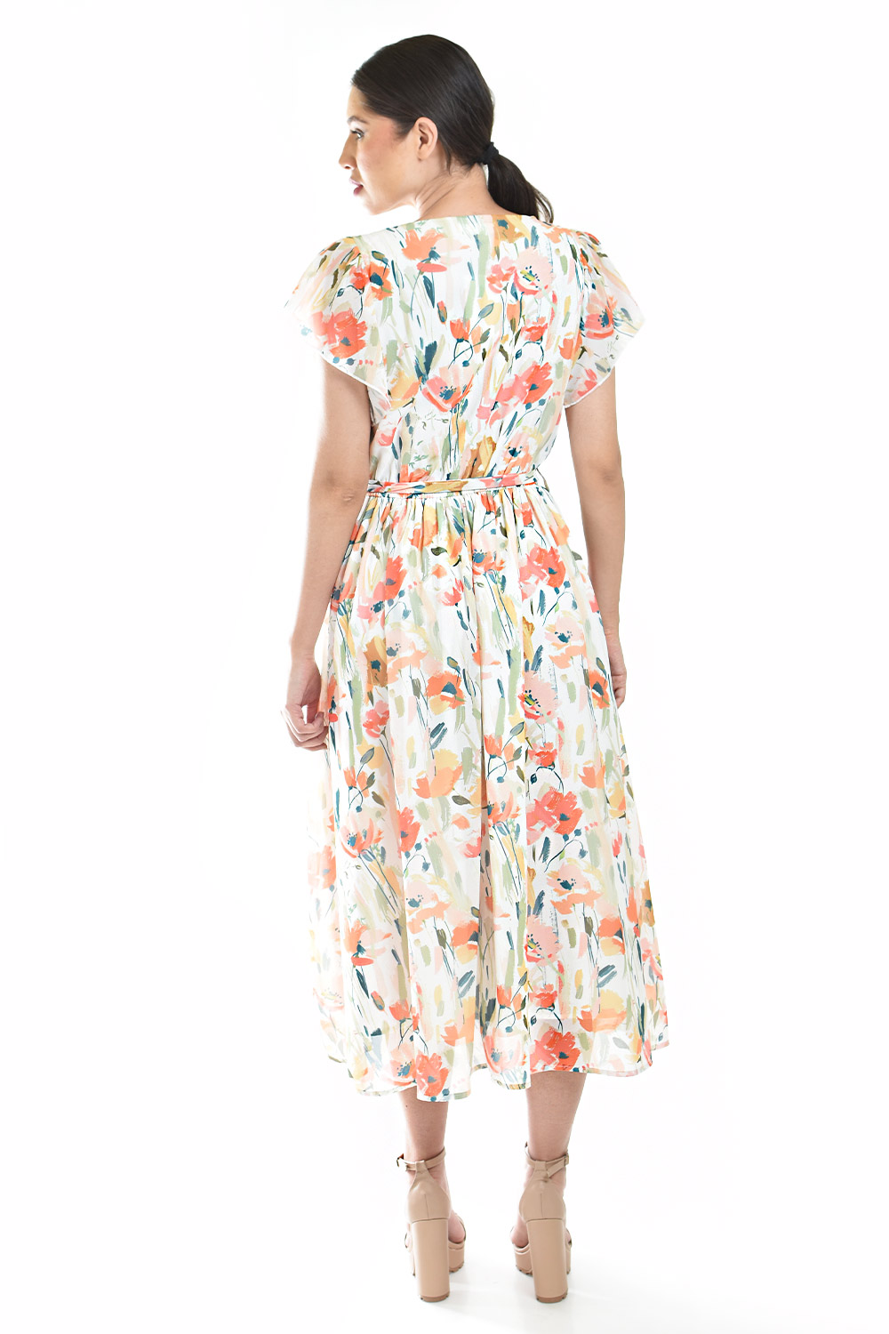 Foto 4 pulgar | Vestido Midi Con Estampado Floral Roman Fashion /juvenil, 3833 (naranja)