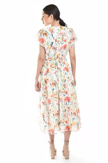 Foto 3 | Vestido Midi Con Estampado Floral Roman Fashion /juvenil, 3833 (naranja)