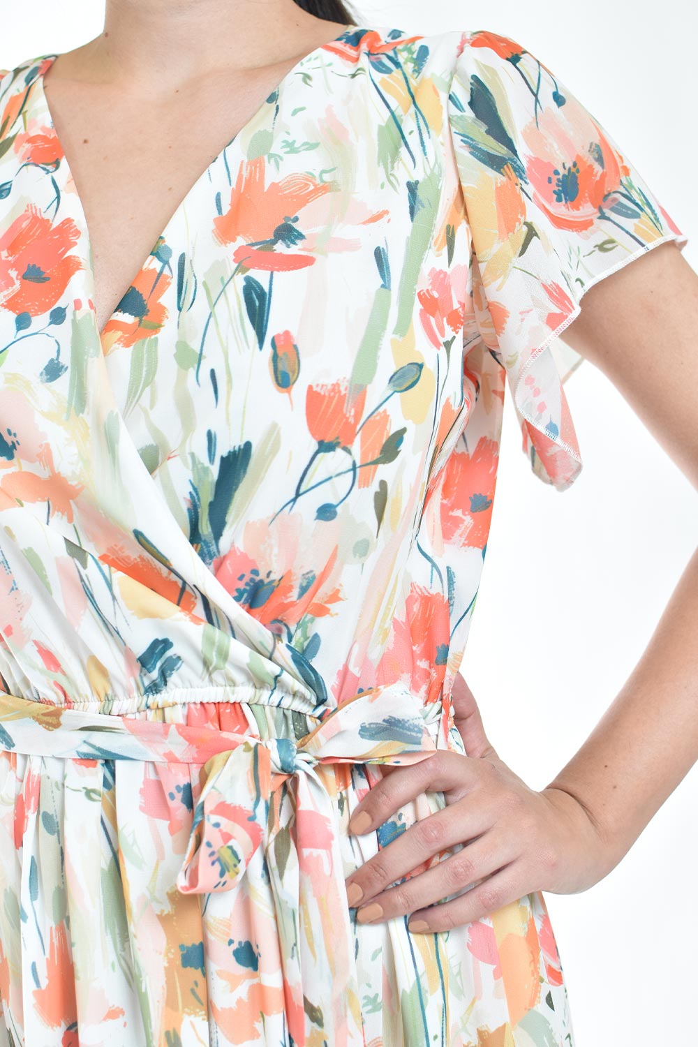 Foto 5 pulgar | Vestido Midi Con Estampado Floral Roman Fashion /juvenil, 3833 (naranja)