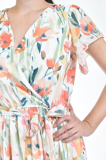Foto 4 | Vestido Midi Con Estampado Floral Roman Fashion /juvenil, 3833 (naranja)