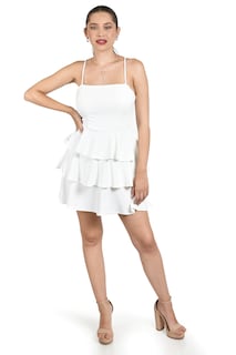 Foto 1 | Vestido Con Diseño De Volantes Roman Fashion /juvenil, 5733 (blanco)