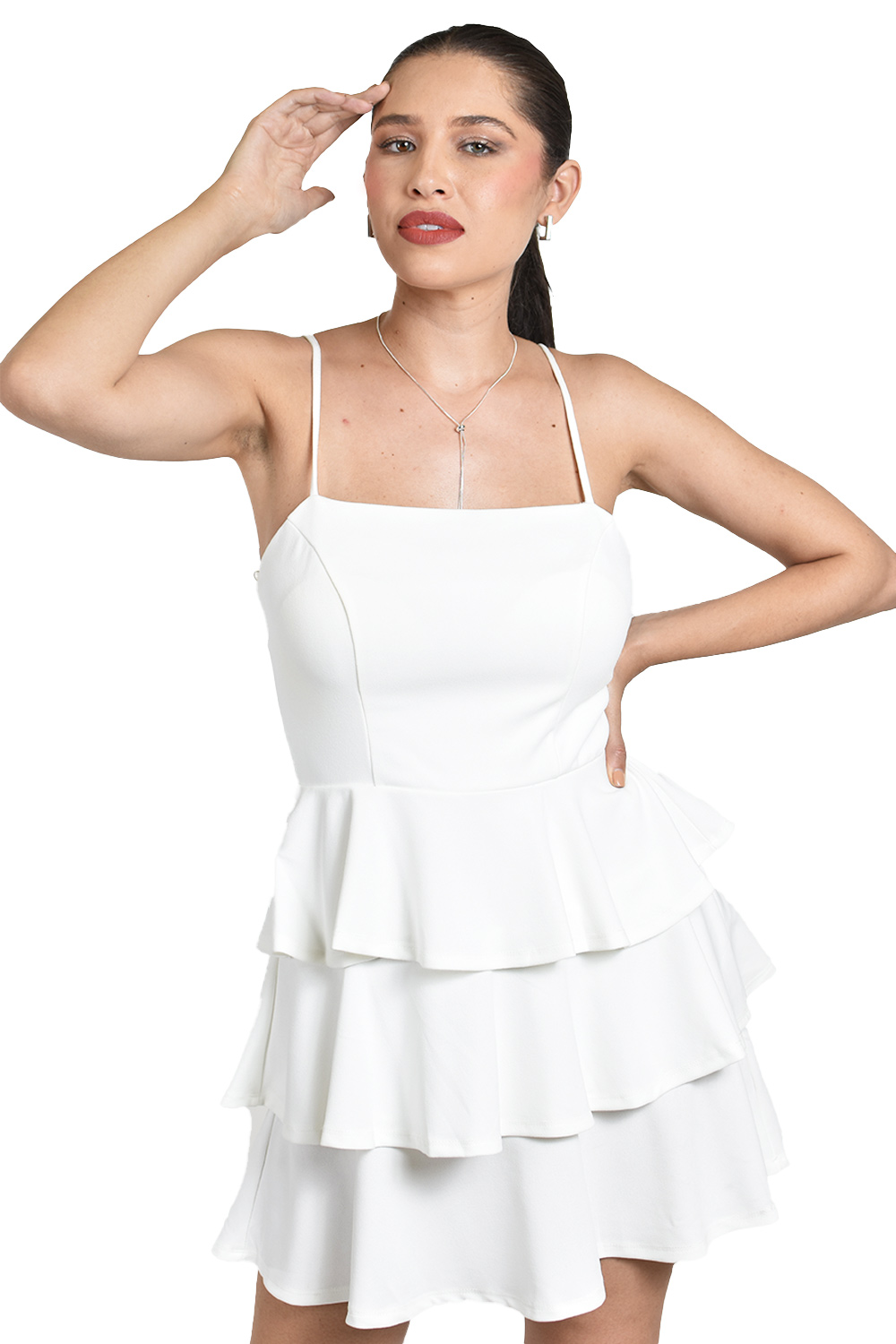 Foto 6 pulgar | Vestido Con Diseño De Volantes Roman Fashion /juvenil, 5733 (blanco)
