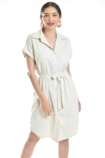 Foto 5 | Vestido Camisero De Lino Roman Fashion /juvenil, 2336 (arena)