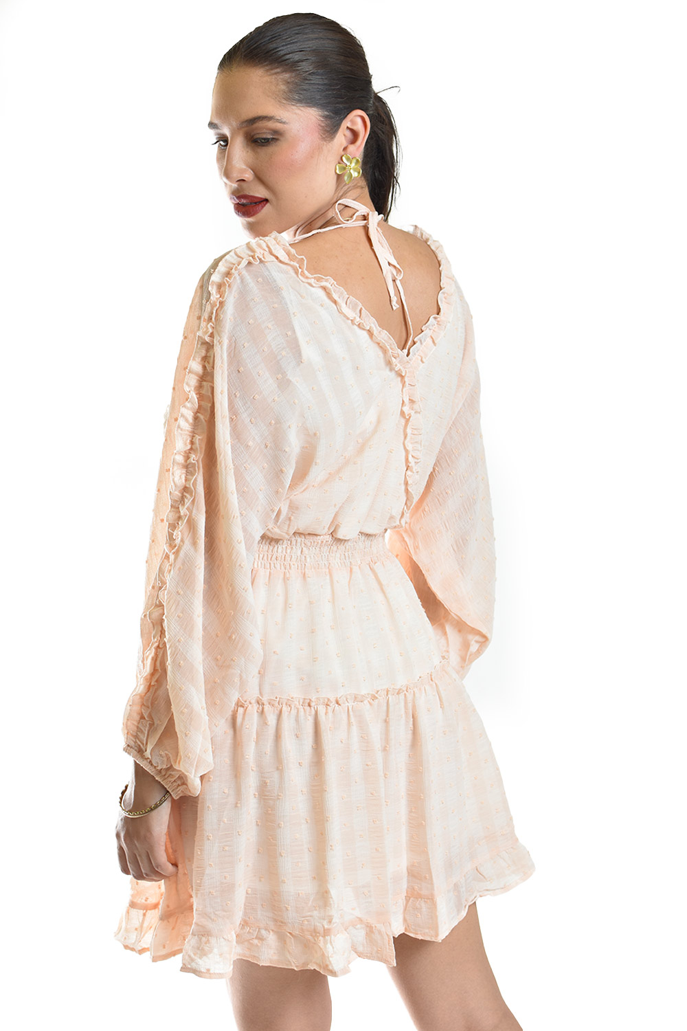 Foto 4 pulgar | Vestido Vaporoso Con Textura Roman Fashion /juvenil, 61596 (durazno)