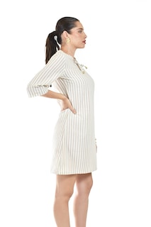 Foto 2 | Vestido De Lino A Rayas Roman Fashion /juvenil, 4085 (líneas Beige)