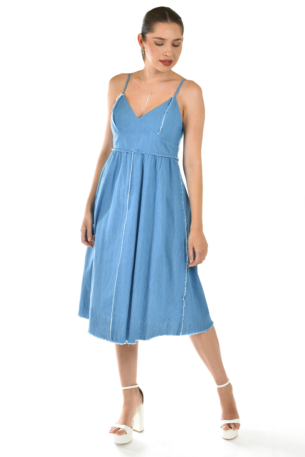 Foto 5 | Vestido Denim Con Detalle Deshilachado Roman Fashion /juvenil, 30736 (mezclilla Tono Medio)