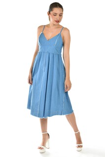 Foto 5 | Vestido Denim Con Detalle Deshilachado Roman Fashion /juvenil, 30736 (mezclilla Tono Medio)