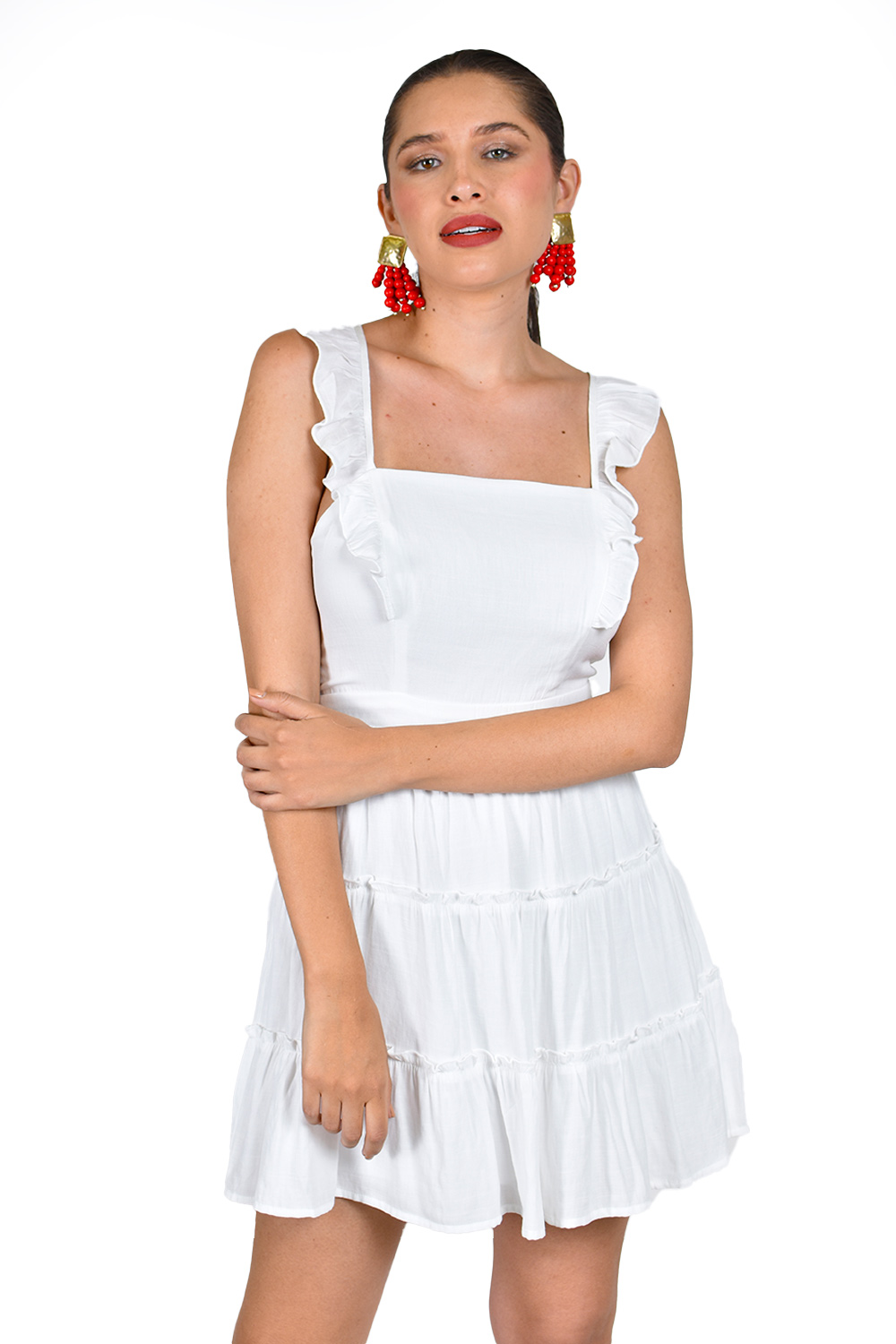 Foto 6 pulgar | Vestido Con Detalle De Volantes Roman Fashion /juvenil, 5467 (blanco)