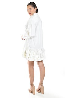 Foto 3 | Vestido Camisero Con Olanes Roman Fashion /juvenil, 11787 (blanco)