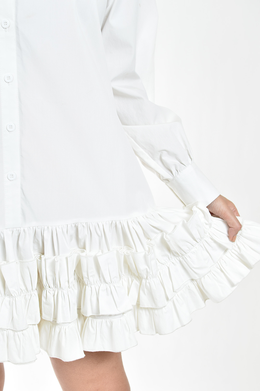 Foto 5 pulgar | Vestido Camisero Con Olanes Roman Fashion /juvenil, 11787 (blanco)