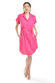 Foto 1 | Vestido Camisero De Lino Roman Fashion /juvenil, 2336 (fiusha)