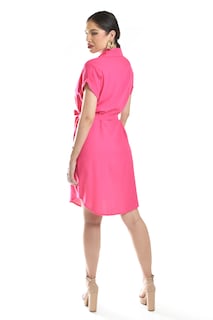 Foto 3 | Vestido Camisero De Lino Roman Fashion /juvenil, 2336 (fiusha)