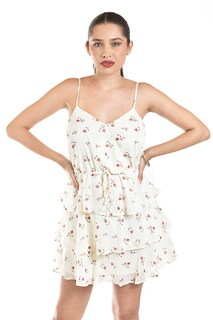 Foto 5 | Vestido Vaporoso Con Volantes Roman Fashion /juvenil, 6805 (hueso/ Flor)