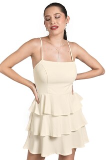Foto 4 | Vestido Con Diseño De Volantes Roman Fashion /juvenil, 5733 (hueso)