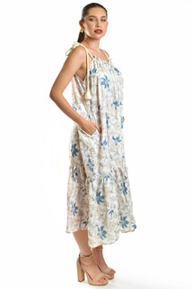 Foto 2 | Vestido Con Tirantes De Cuerda Roman Fashion /juvenil, 8093 (arena / Flores)