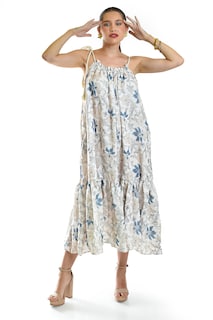 Foto 5 | Vestido Con Tirantes De Cuerda Roman Fashion /juvenil, 8093 (arena / Flores)
