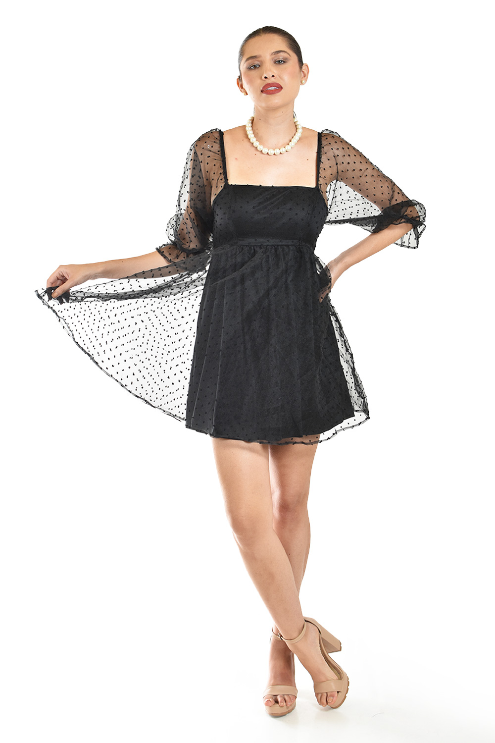 Foto 5 pulgar | Vestido De Tul Con Lunares Roman Fashion/juvenil, 892 (negro)