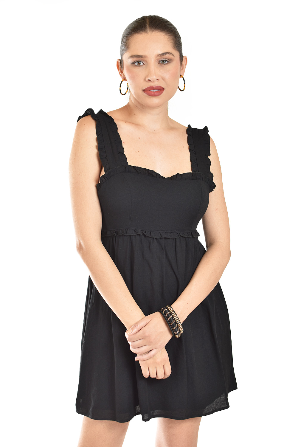 Foto 6 pulgar | Vestido Corto De Tirantes Roman Fashion/juvenil, 6247 (negro)