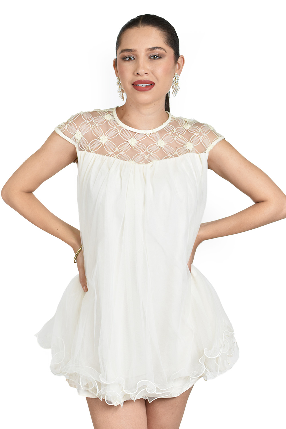 Foto 7 pulgar | Vestido Corto De Tul Roman Fashion/juvenil, 14392 (hueso)