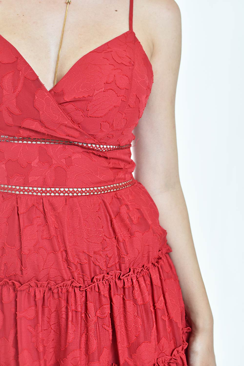 Foto 6 pulgar | Vestido Con Encaje Y Volantes Roman Fashion/juvenil, 6261 (rojo)