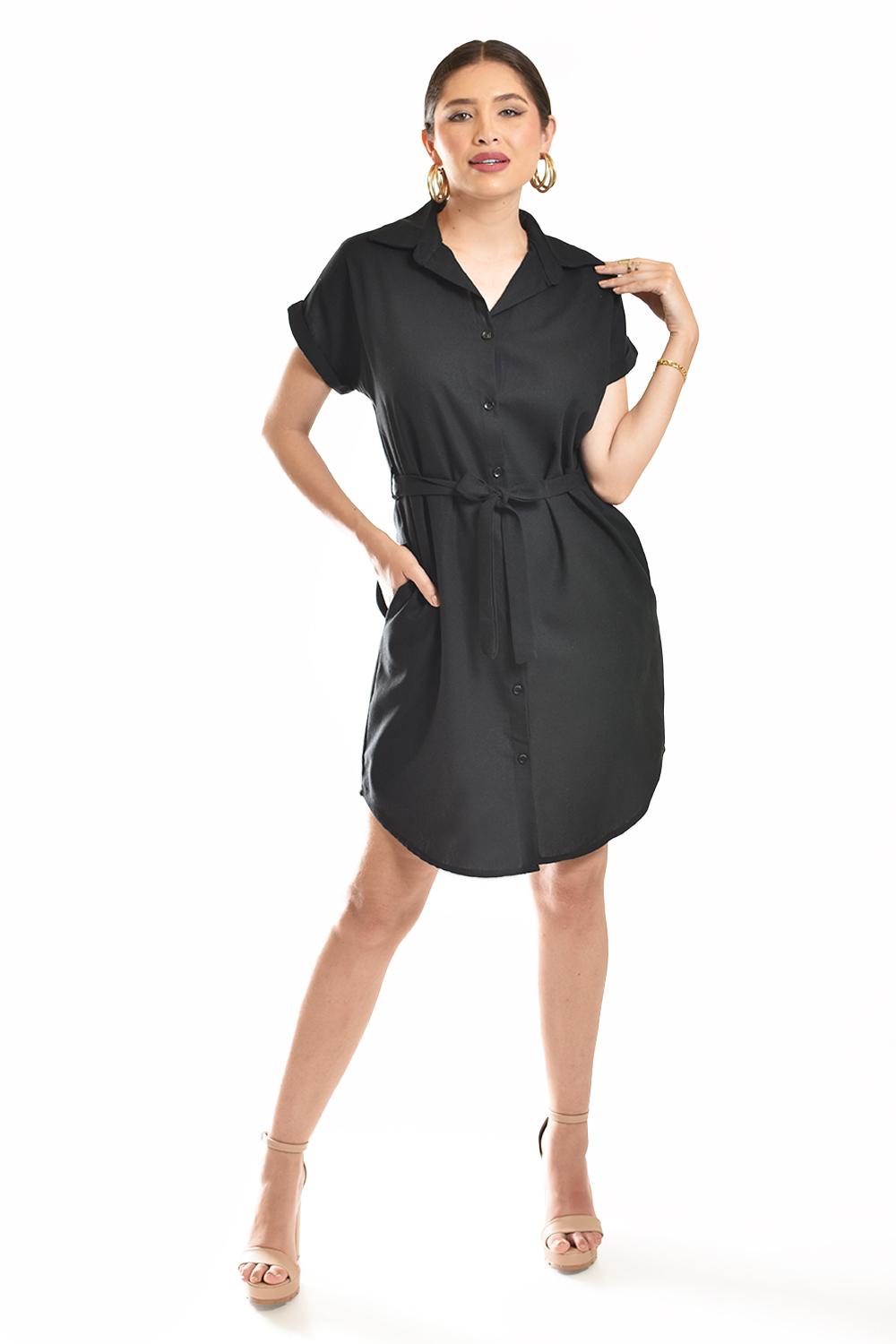 Vestido Camisero De Lino Roman Fashion /juvenil, 2336 (negro)