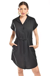 Foto 5 | Vestido Camisero De Lino Roman Fashion /juvenil, 2336 (negro)