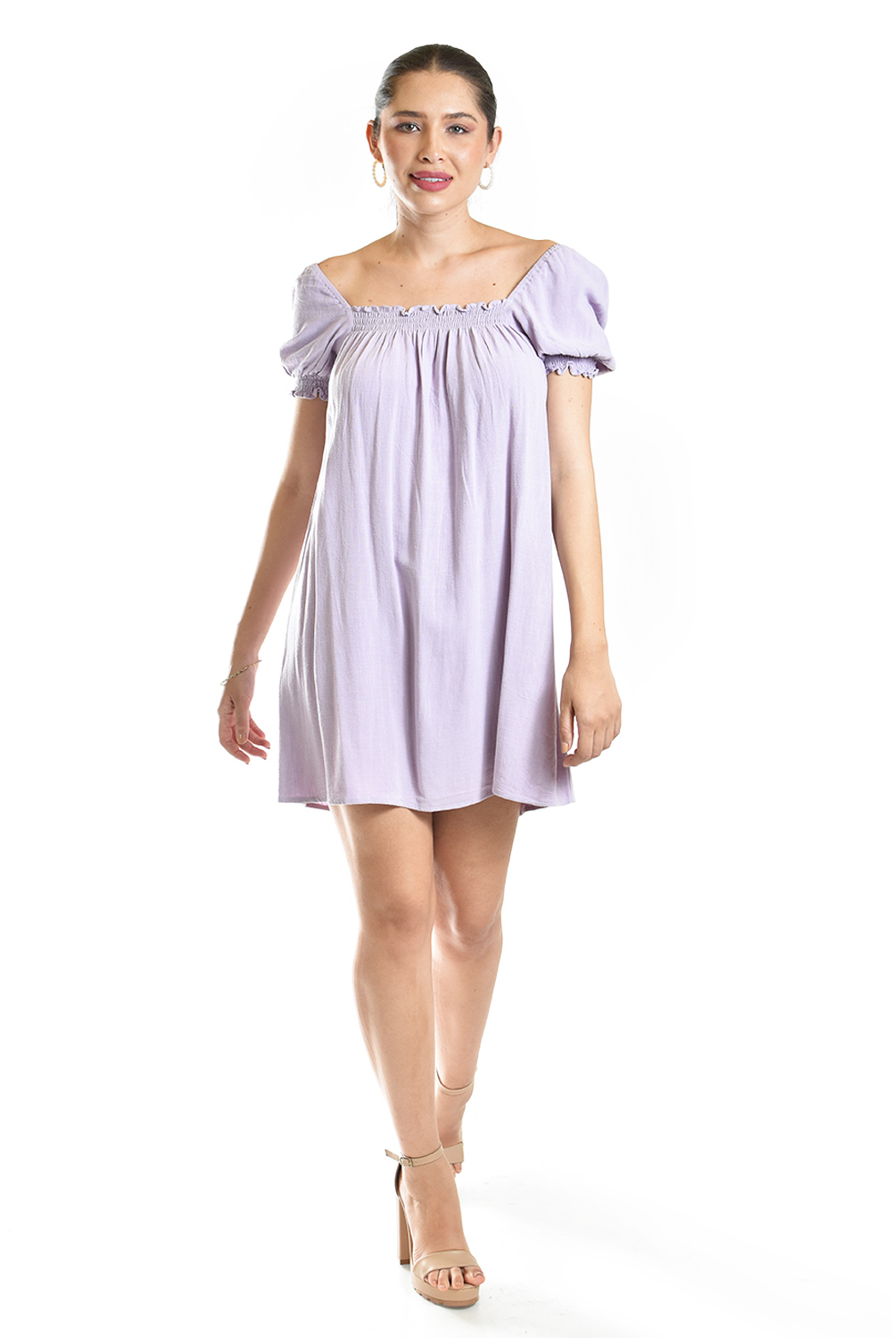 Vestido De Lino Escote Cuadrado Roman Fashion /juvenil, 20372 (lila)