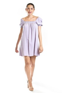 Foto 1 | Vestido De Lino Escote Cuadrado Roman Fashion /juvenil, 20372 (lila)