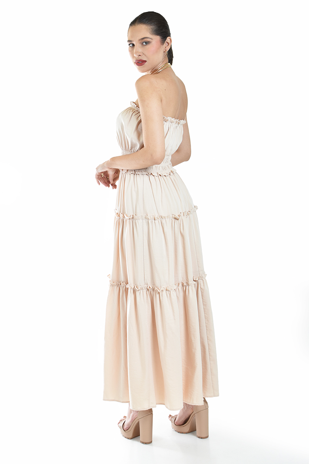 Foto 4 pulgar | Maxi Vestido Strapless Roman Fashion /juvenil, 2781 (beige)