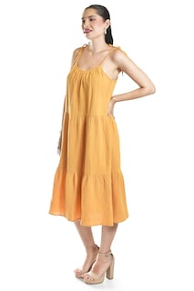 Foto 2 | Vestido Midi Con Tirantes Ajustables Roman Fashion /juvenil, 30085 (mostaza)