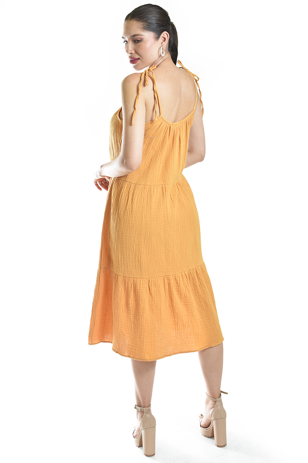 Foto 4 pulgar | Vestido Midi Con Tirantes Ajustables Roman Fashion /juvenil, 30085 (mostaza)