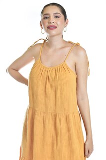 Foto 4 | Vestido Midi Con Tirantes Ajustables Roman Fashion /juvenil, 30085 (mostaza)
