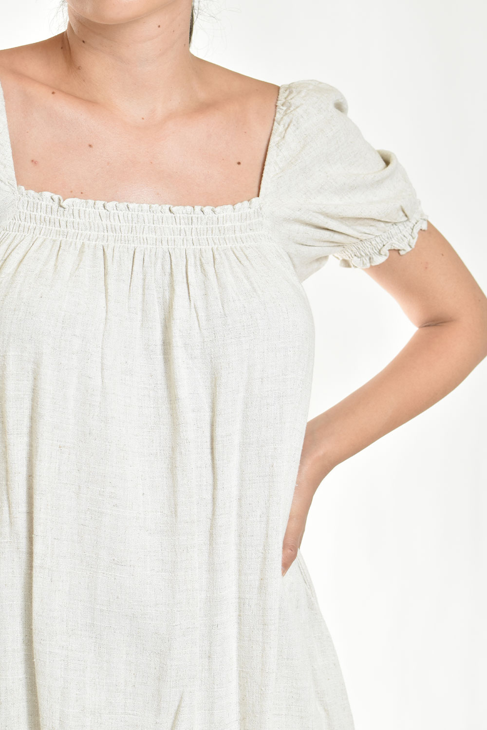 Foto 4 | Vestido De Lino Escote Cuadrado Roman Fashion /juvenil, 20372 (arena)