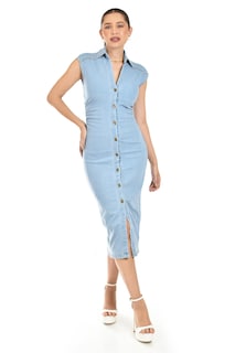 Foto 5 | Vestido Denim Sin Manga Roman Fashion /juvenil, 14356 (mezclilla Tono Claro)