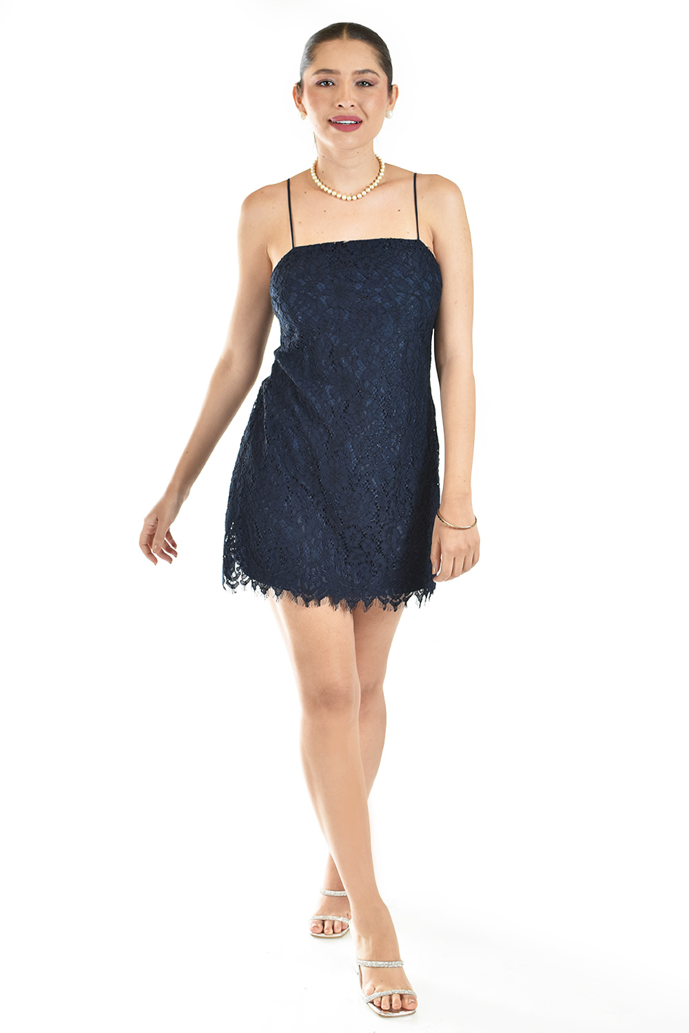 Foto 1 | Vestido Corto De Encaje Roman Fashion /juvenil, 5163 (azul Marino)